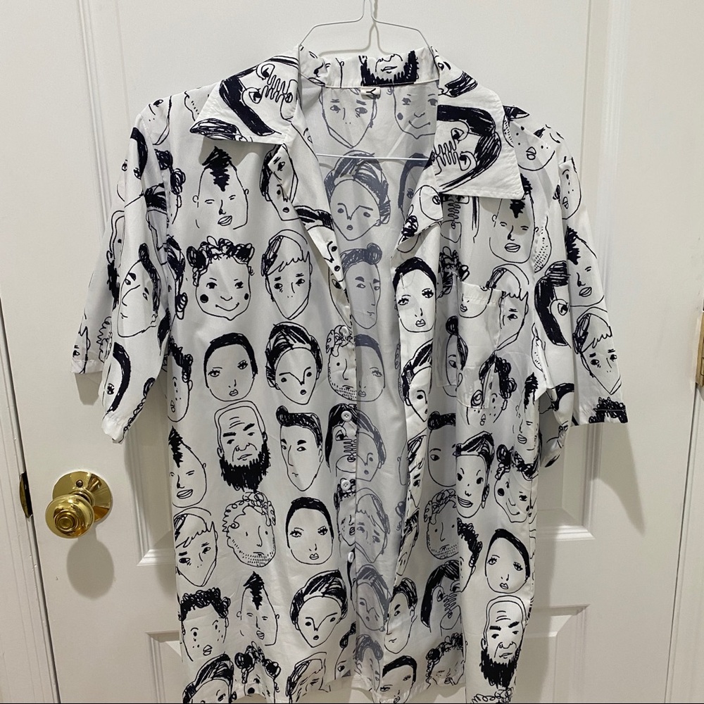 graphic short sleeve button shirt